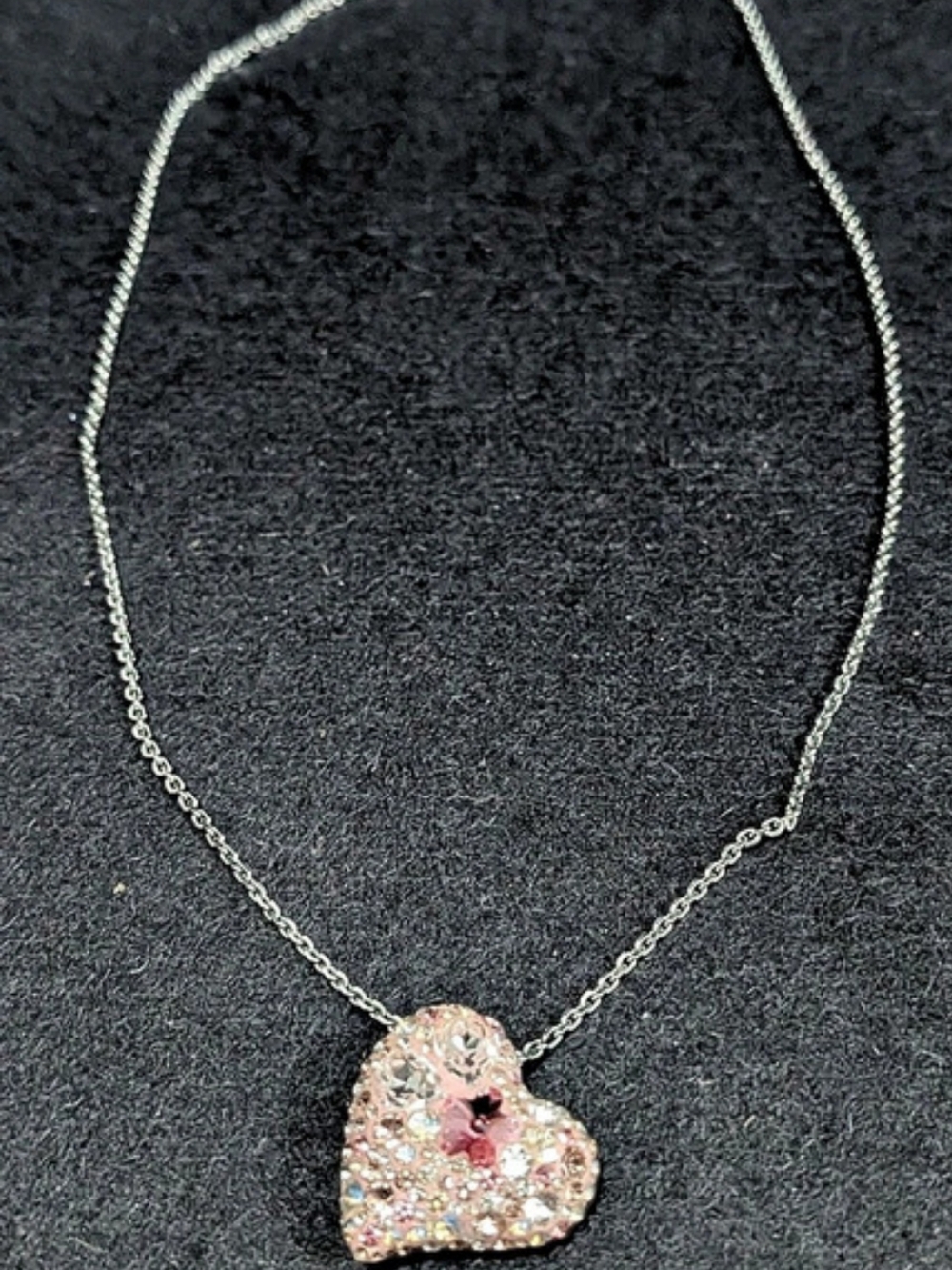 Swarovski Pink Crystal Heart Pendant Alana Necklace Silver